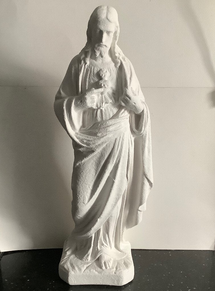 Antiek wit Jezus beeld, 42,5 cm, Ophalen of Verzenden
