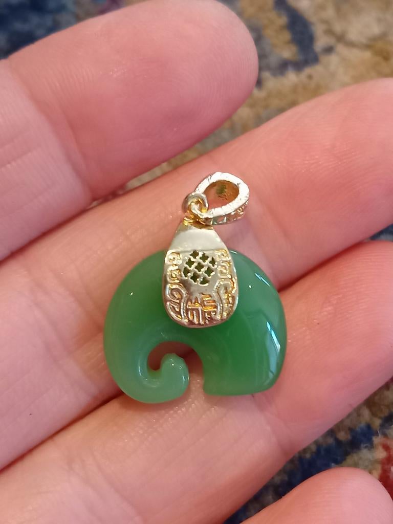 Groene Jade Olifant Hanger - Gelukssymbool, Ophalen of Verzenden, Nieuw, Dier