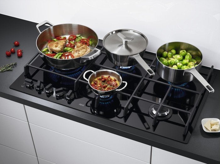 glazen gaskookplaat AEG 5-pits, 90 cm breed, Ophalen, Gebruikt, Inbouw, Gas