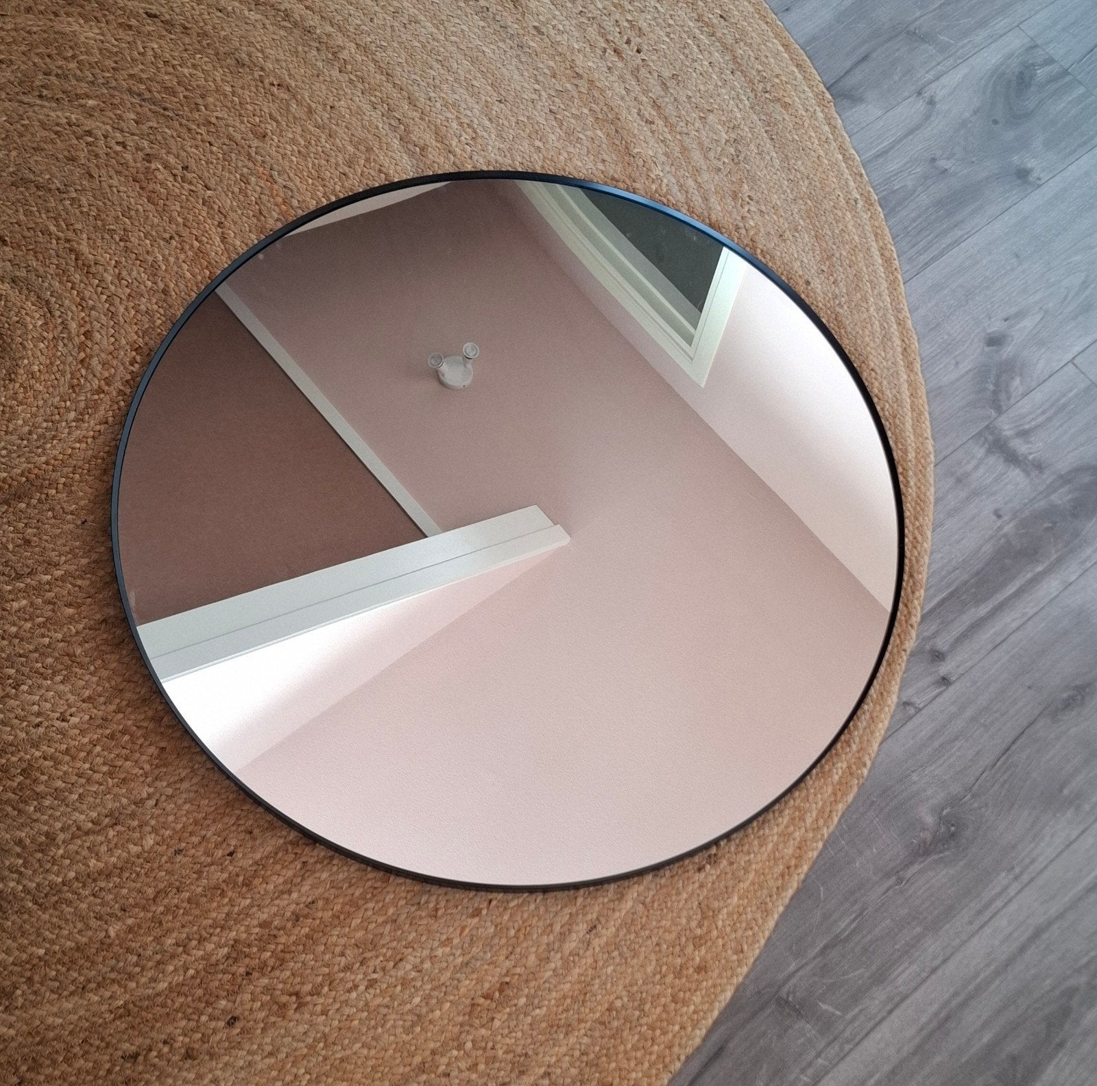 IKEA LINDBYN spiegel, rond, zwart, 80 cm, Ophalen, Rond, Zo goed als nieuw, 75 tot 100 cm