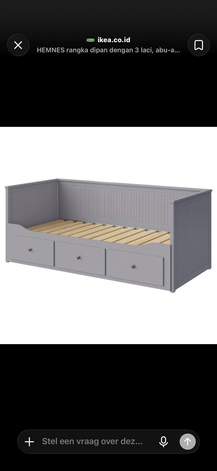 IKEA HEMNES bedbank 2x Grijs eenpersoonsbed met lades, Ophalen, Gebruikt, 90 cm, Eenpersoons