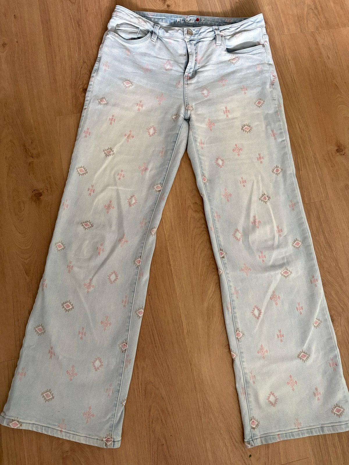 Florèz Sophie Straight spijkerbroek met Aztec print W32, Ophalen of Verzenden, Zo goed als nieuw, Blauw, W30 - W32 (confectie 38/40)