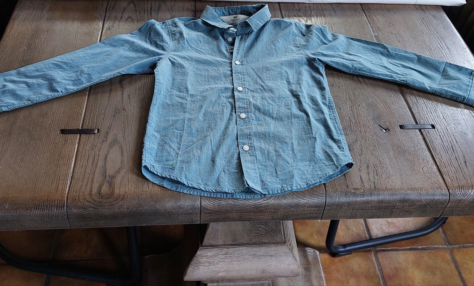 Turquoise blouse 116 H&M, Verzenden, Jongen of Meisje, H&M, Overhemd of Blouse