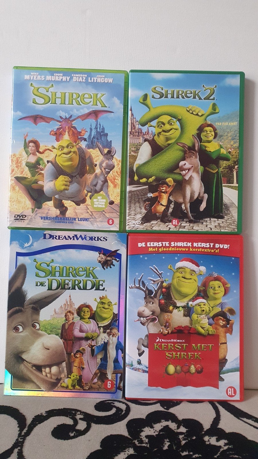 Shrek DVD Boxset - Shrek 1, 2, 3 & Kerst met Shrek, setprijs, Gebruikt, Boxset, Ophalen of Verzenden, Komedie