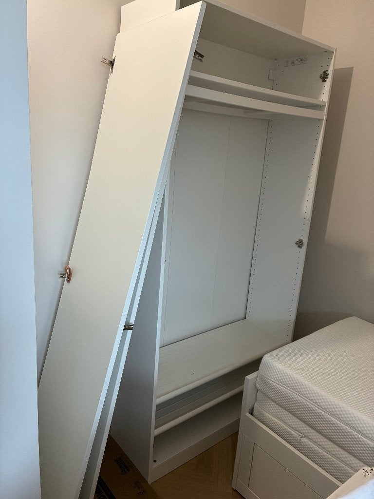 Wit kledingkast/white wardrobe IKEA PAX 100x38x201 cm, Ophalen, Met deur(en), Gebruikt, 200 cm of meer