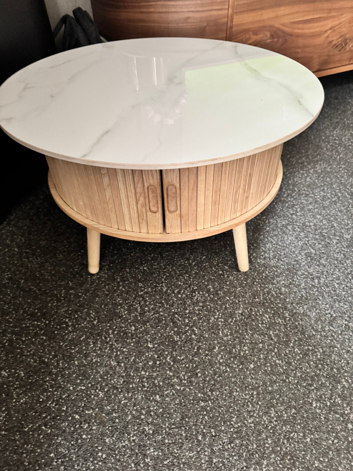 Marmeren salontafel, Ophalen, 100 tot 150 cm, Rond, 50 tot 100 cm
