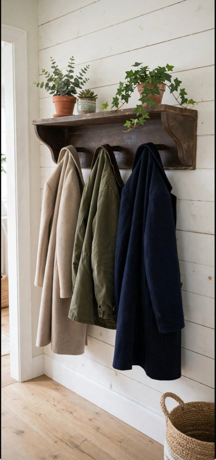 Stoere oude Indiase houten wandkapstokken, Gebruikt, Minder dan 100 cm, Hout, Ophalen