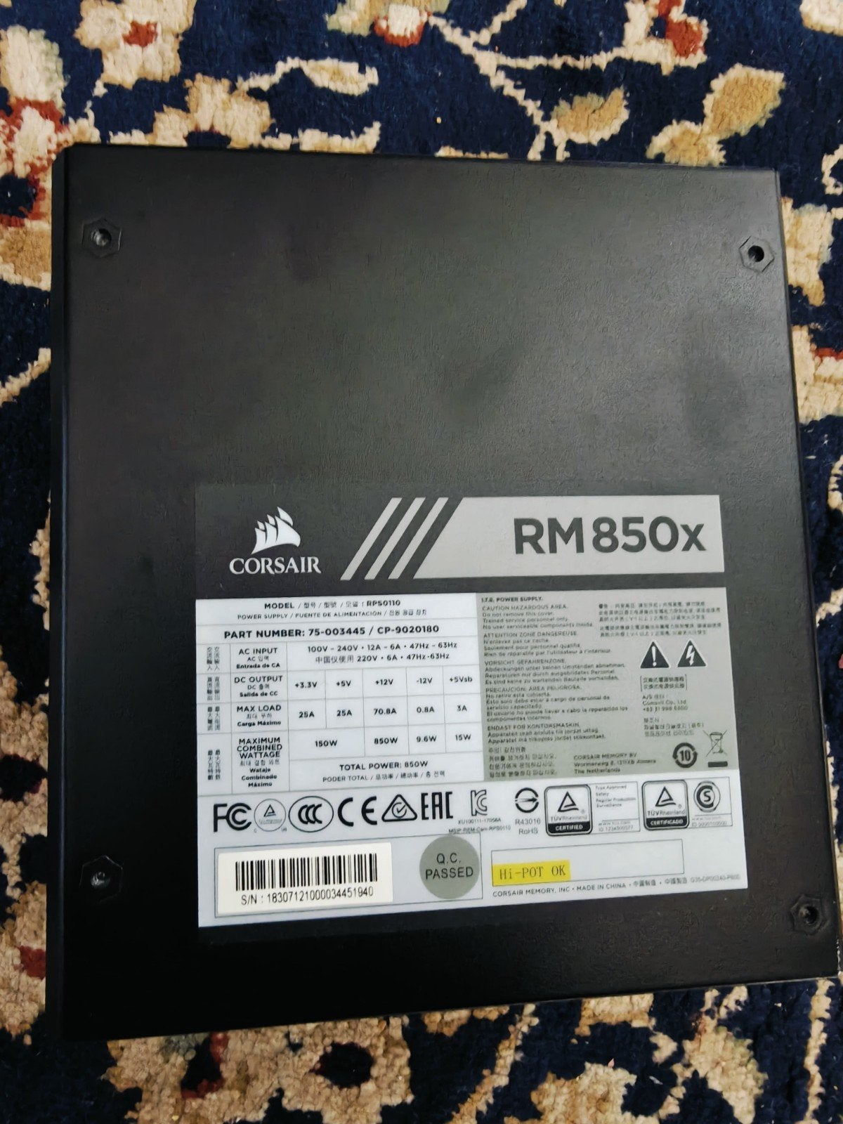Corsair RM850x, Ophalen