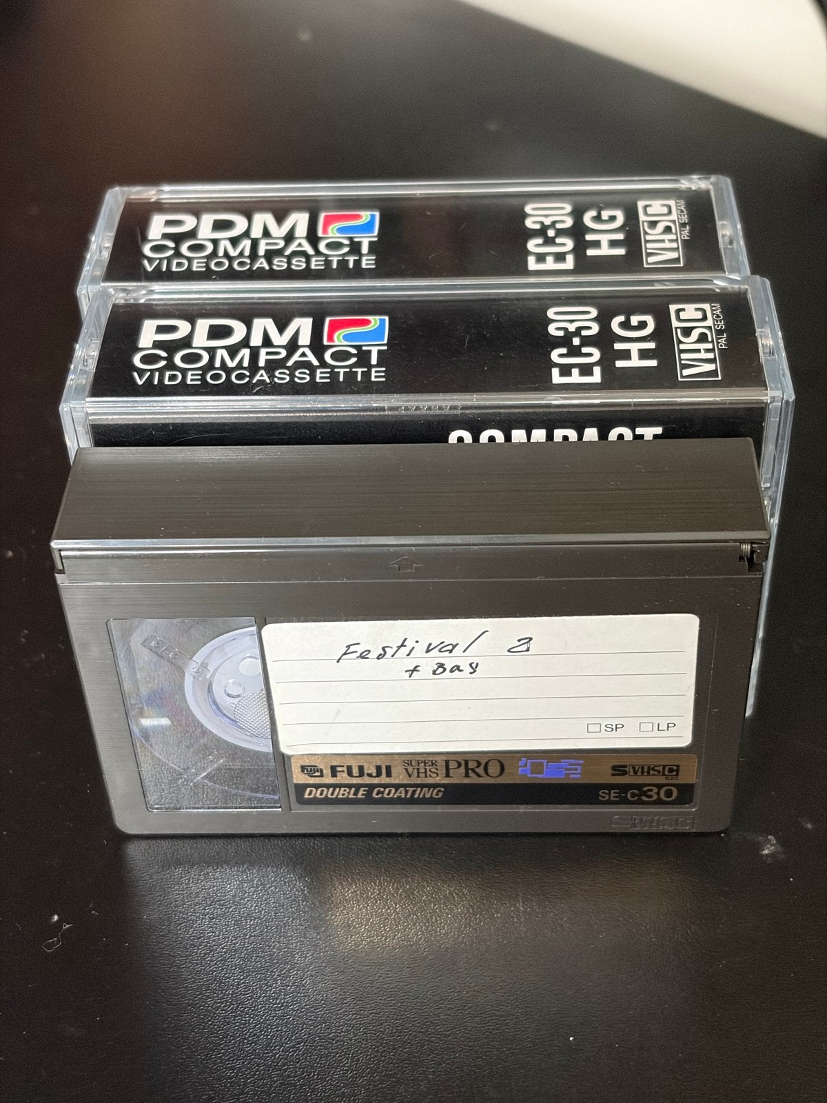 3x Videocassette VHS-C PDM EC-30 HG & Fuji Super VHS, Audio, Tv en Foto, Ophalen of Verzenden, VHS-C of SVHS-C, (Video)band