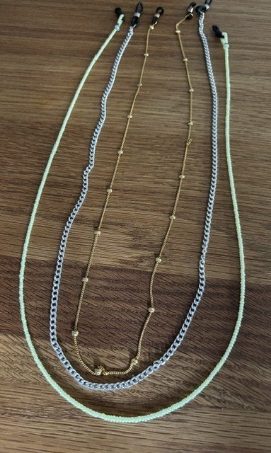 Luxe brilkoorden 3x - goud-, groene kralen & zilverkleurig, Overige merken, Overige kleuren, Nieuw, Ophalen of Verzenden