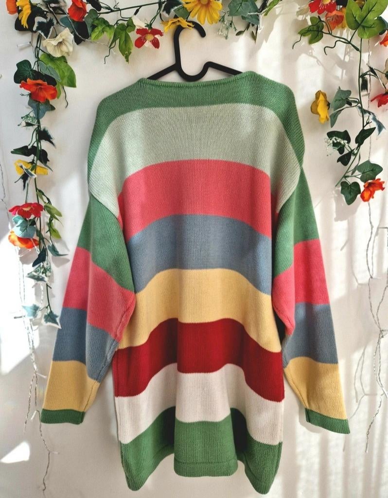 Super gave zware vintage retro gekleurde gebreide trui, Ophalen of Verzenden, Zo goed als nieuw, Maat 46/48 (XL) of groter