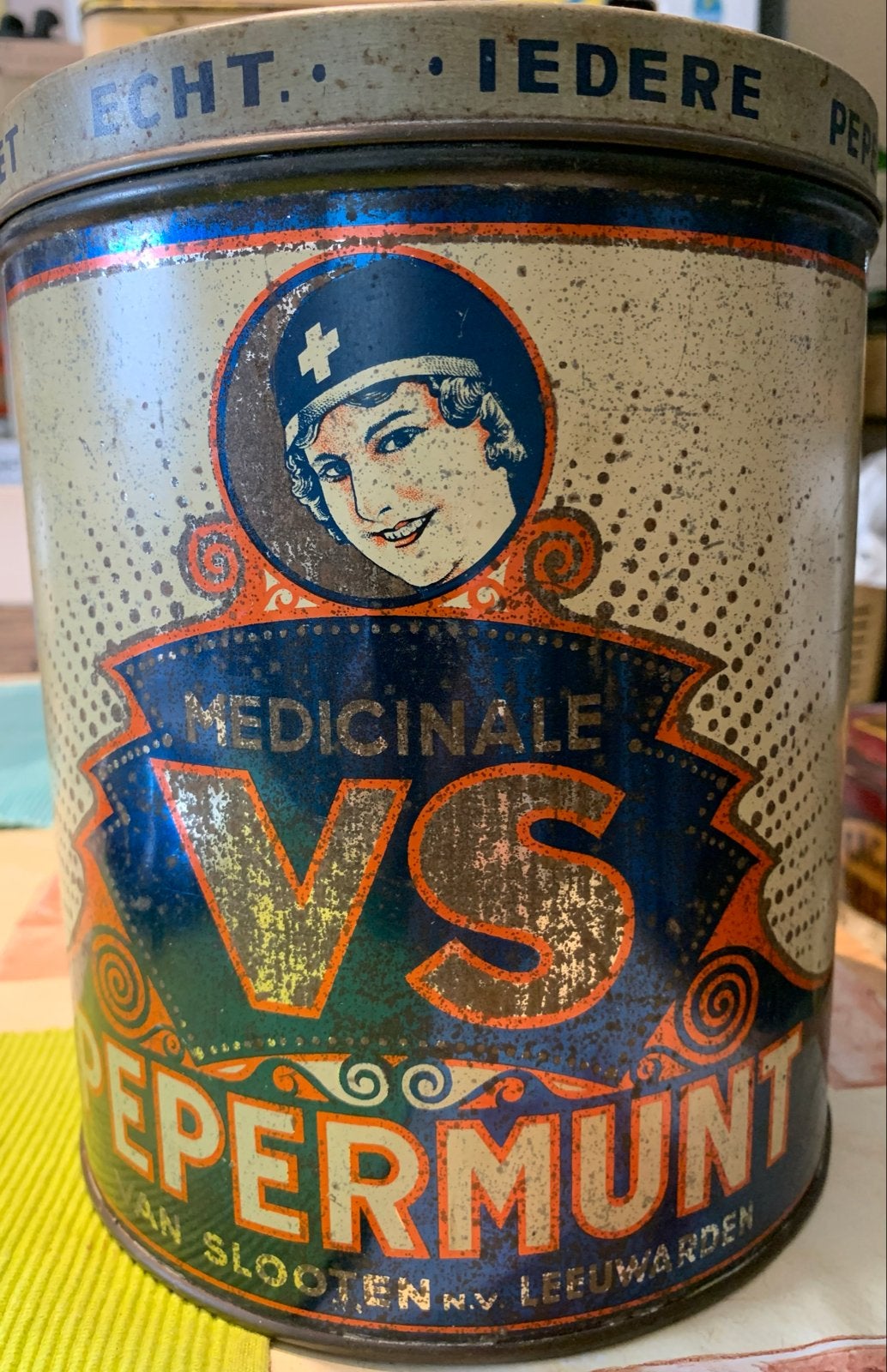 Vintage VS Medicinale Pepermunt Blik - Electro Leeuwarden, Verzamelen, Blikken, Ophalen of Verzenden, Gebruikt, Overige, Overige merken