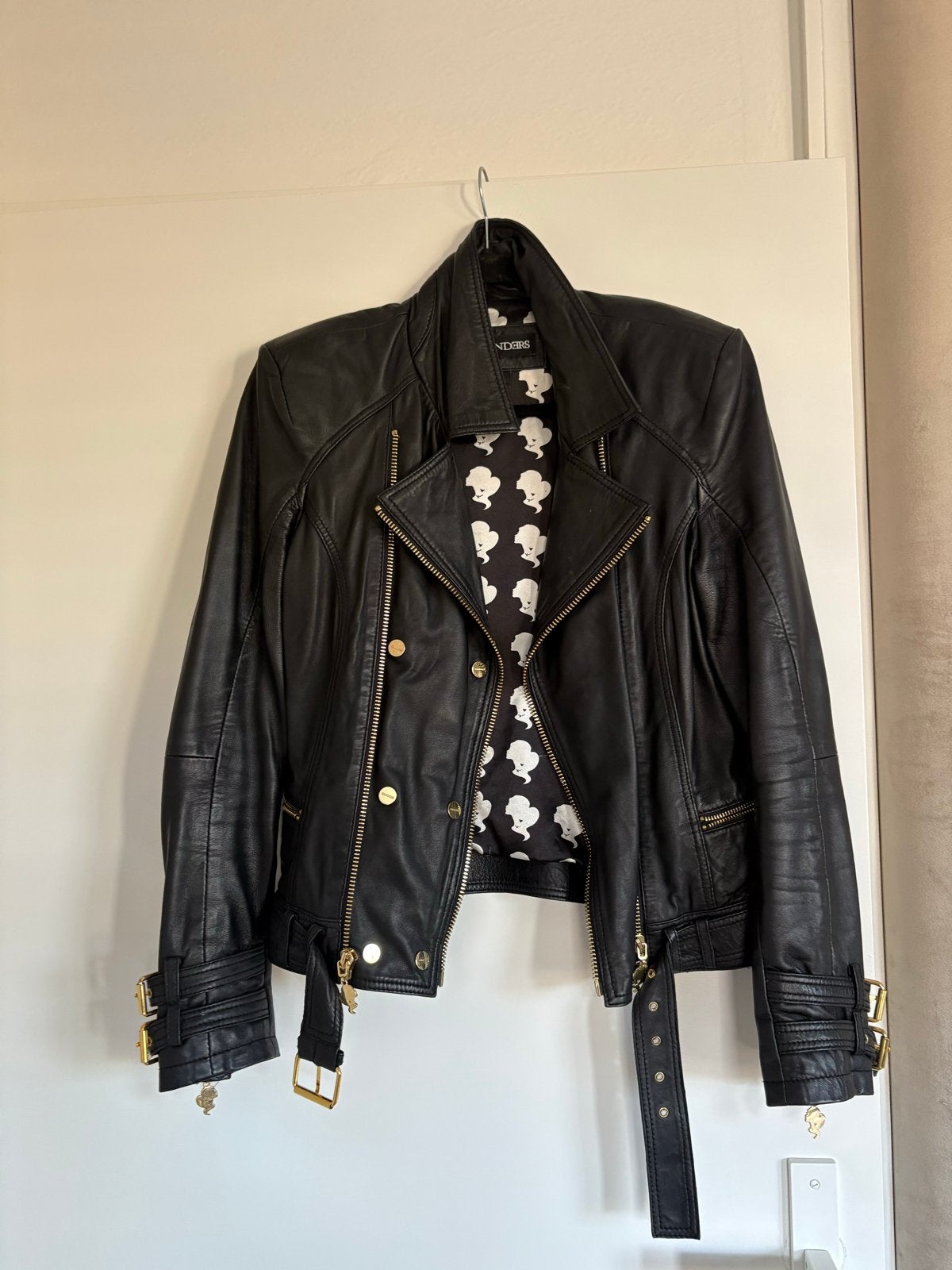 Reinders Leren Jas Maat M - Zwart met Gouden Details, Kleding | Dames, Ophalen of Verzenden, Gedragen, Maat 38/40 (M), Zwart