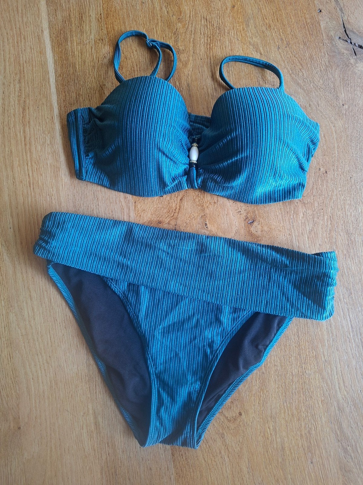 Bandeau bikini van Ceyell, mt 38E/40, Blauw, Ophalen of Verzenden, Bikini, Gedragen