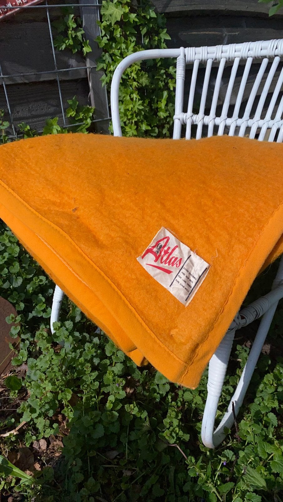 Mooie oranje vintage wollen deken / plaid, Ophalen of Verzenden, Zo goed als nieuw