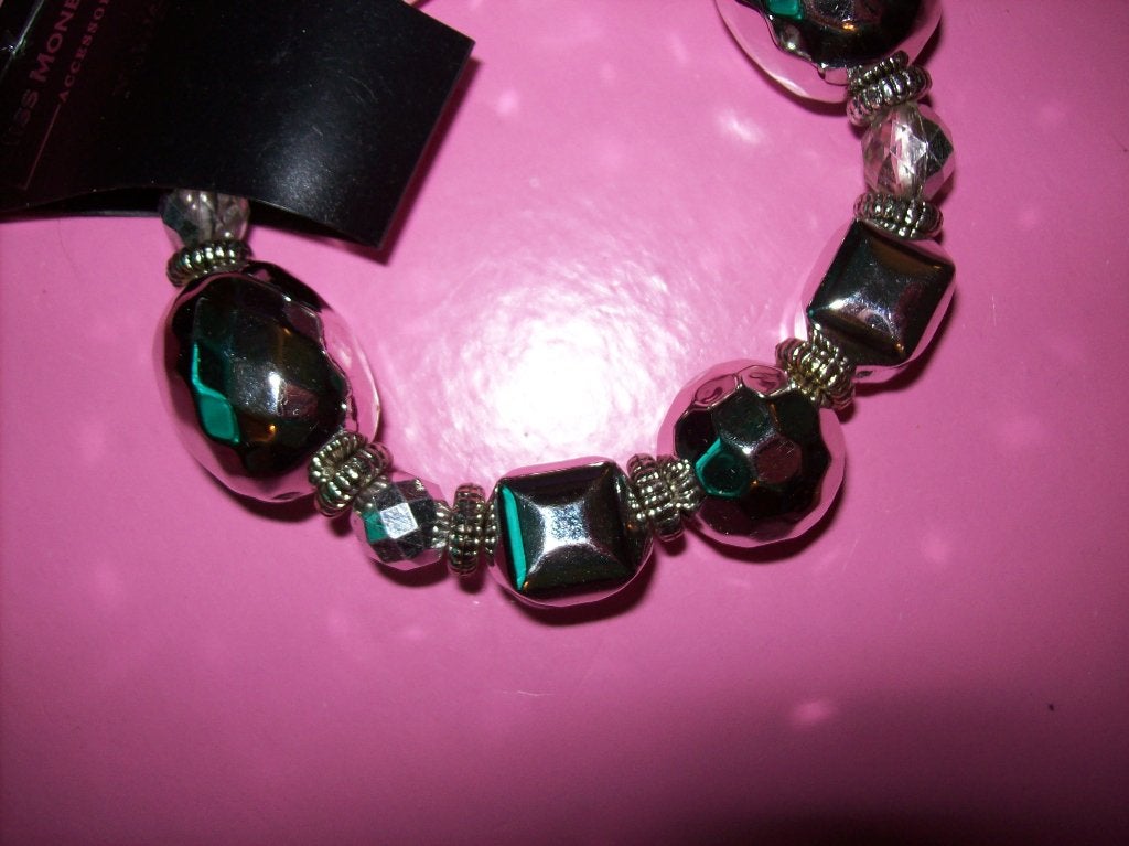 Armband Zilvertint Mooie Rekbaar Fraaie Kralen, Sieraden, Tassen en Uiterlijk, Armbanden, Verzenden, Kunststof of Plastic, Nieuw