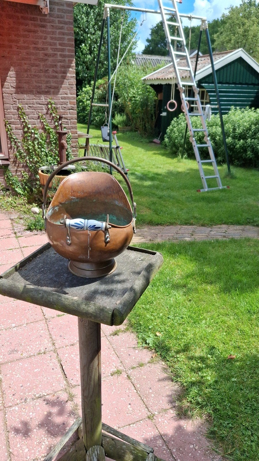 Brocante Koperen Pot met Handvat - Decoratief en Functioneel, Ophalen of Verzenden, Koper