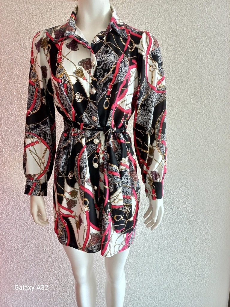 Tuniek blouse in overhemd model in rood wit blauw maat 40-42, Maat 38/40 (M), Blauw, Ophalen of Verzenden, Onbekend