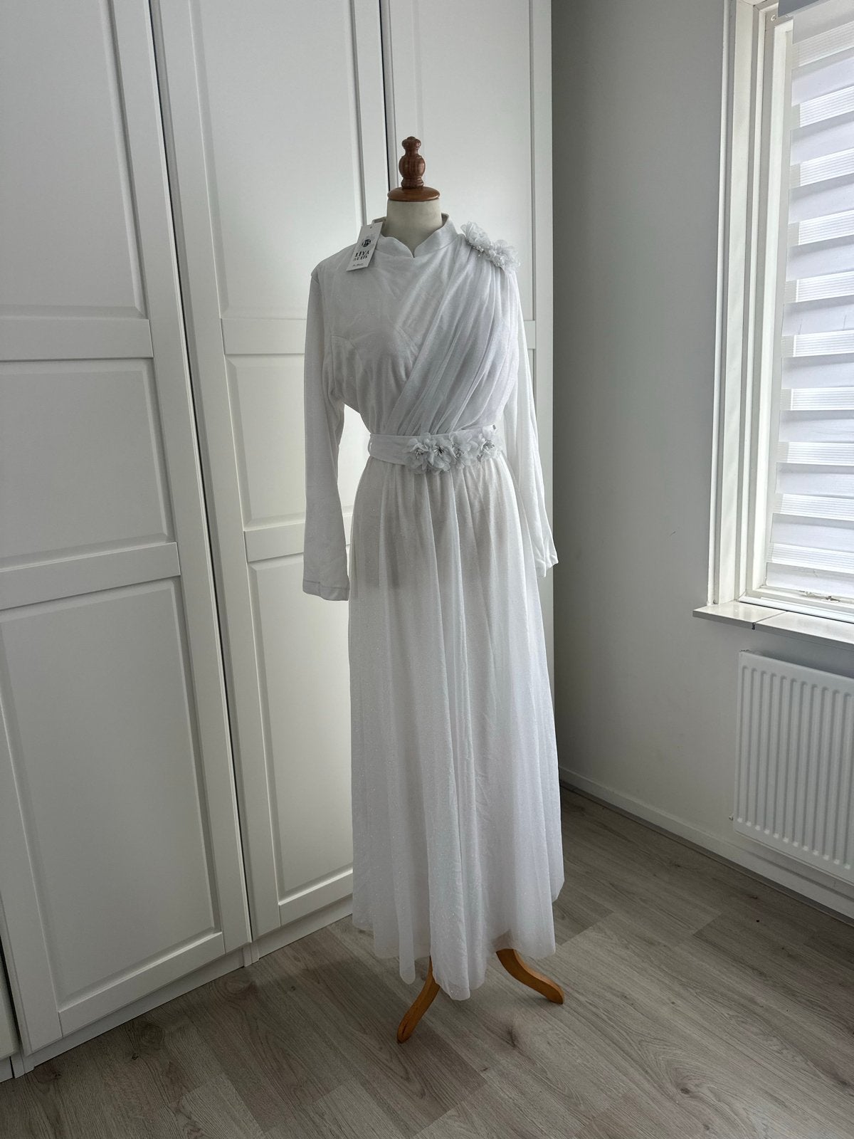 Nieuwe Witte Trouwjurk abiye Maat 48 met Etiket, Ophalen of Verzenden, Nieuw, Wit, Trouwjurk