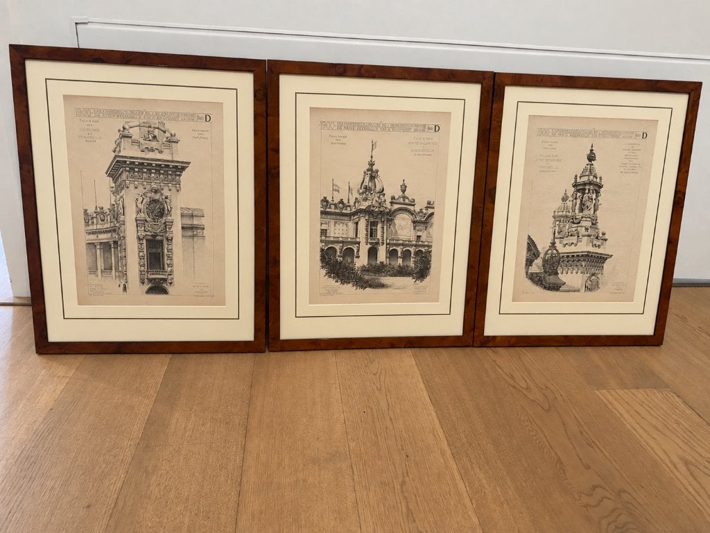 3 Klassieke Franse prenten, Ophalen, Achter glas
