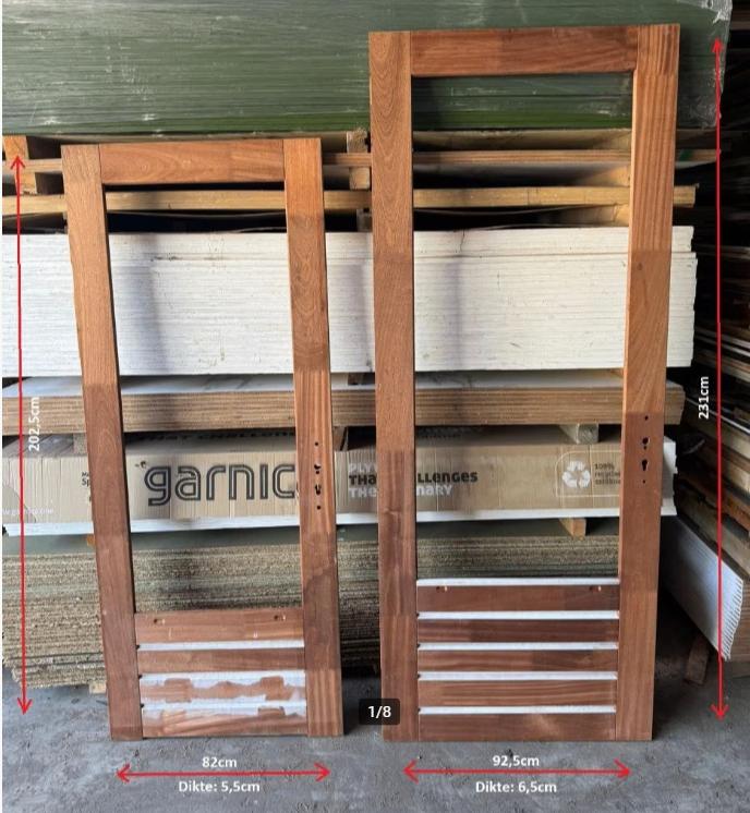 Hardhouten deuren, Ophalen, 80 tot 100 cm, Nieuw, Buitendeur