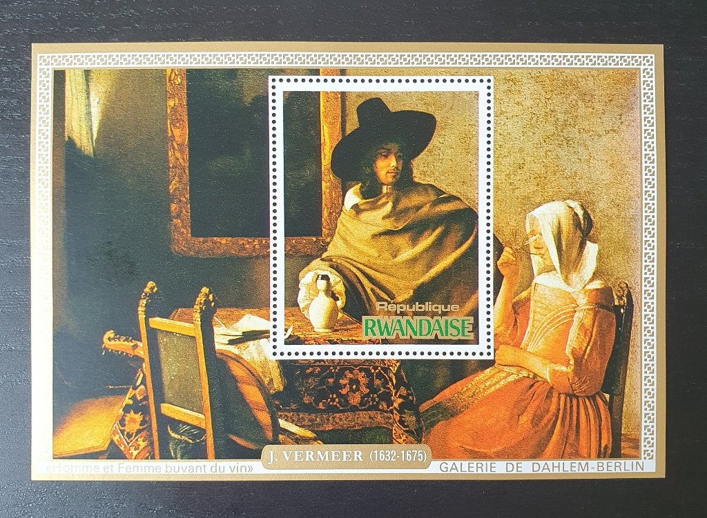 Rwanda 1975 Vermeer Schilderij Kunst Michel blok 66 postfris, Postzegels en Munten, Verzenden, Overige landen, Postfris