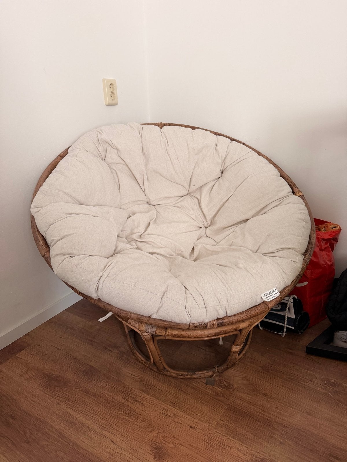 Papasan stoel met kussen - Rotan, Huis en Inrichting, Stoelen, Ophalen, Gebruikt, Overige kleuren, Riet of Rotan