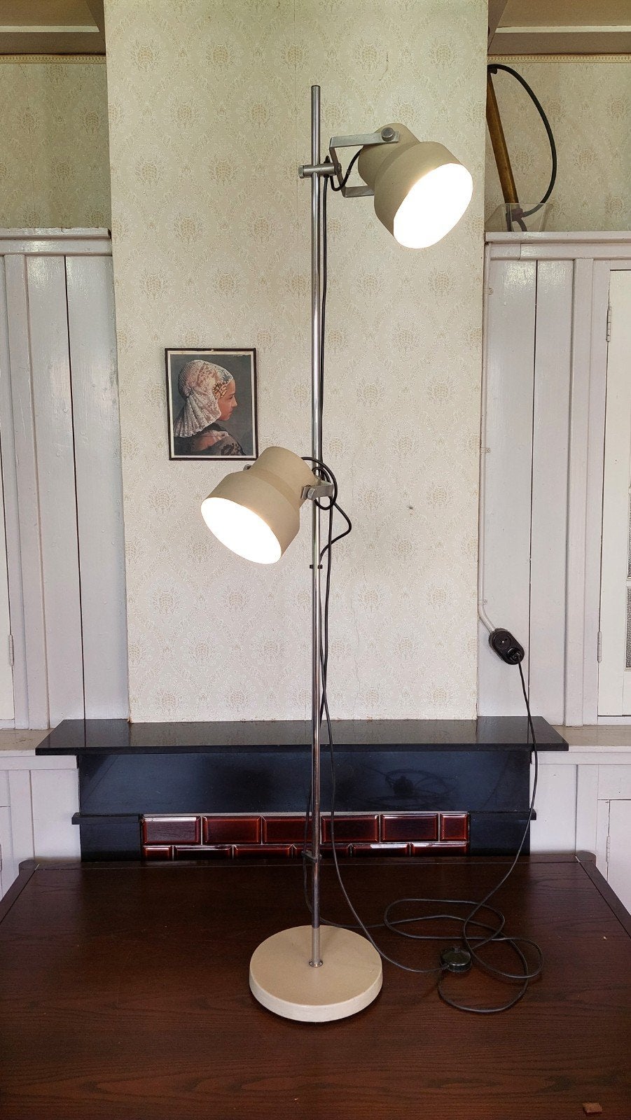 Dijkstra Space Age Vloerlamp met deukjes, Space Age, Vintage, Design, 150 tot 200 cm, Kunststof, Gebruikt