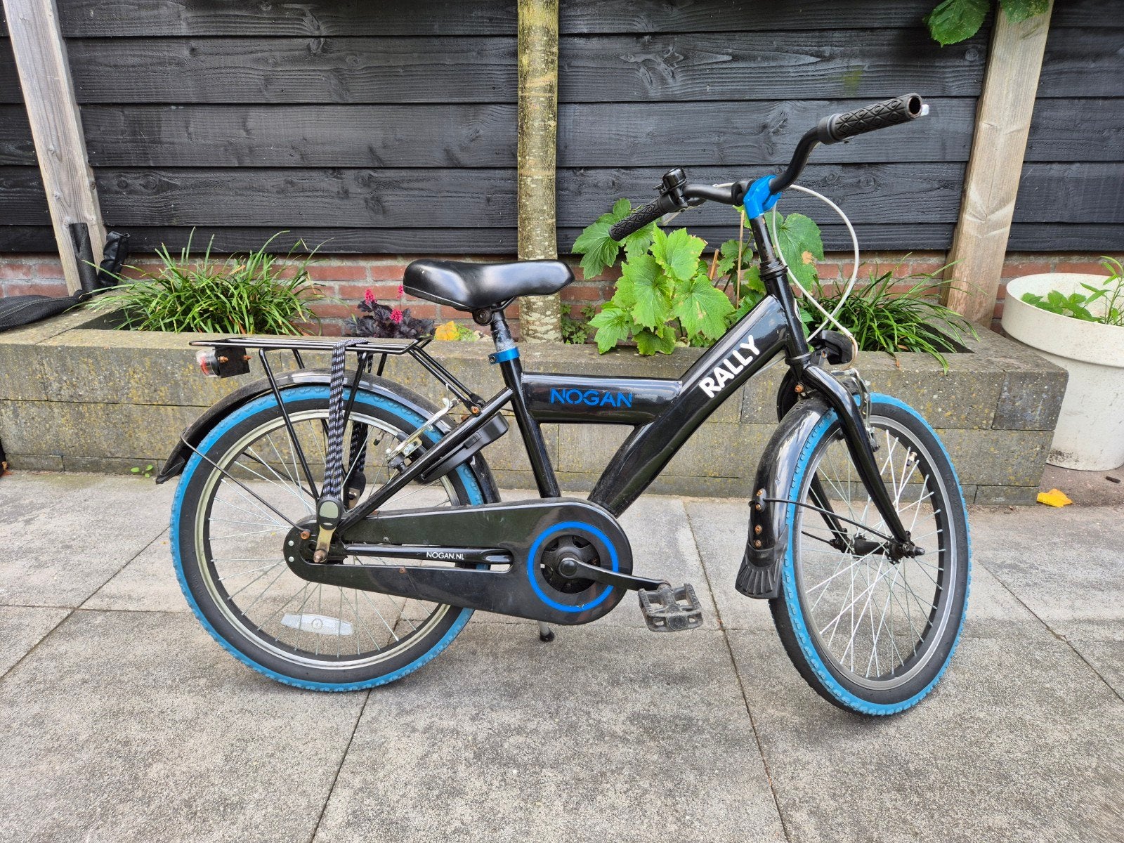 Nogan Rally 20 inch kinderfiets - Zwart/Blauw, Ophalen, 20 inch of meer, Gebruikt, Velgrem