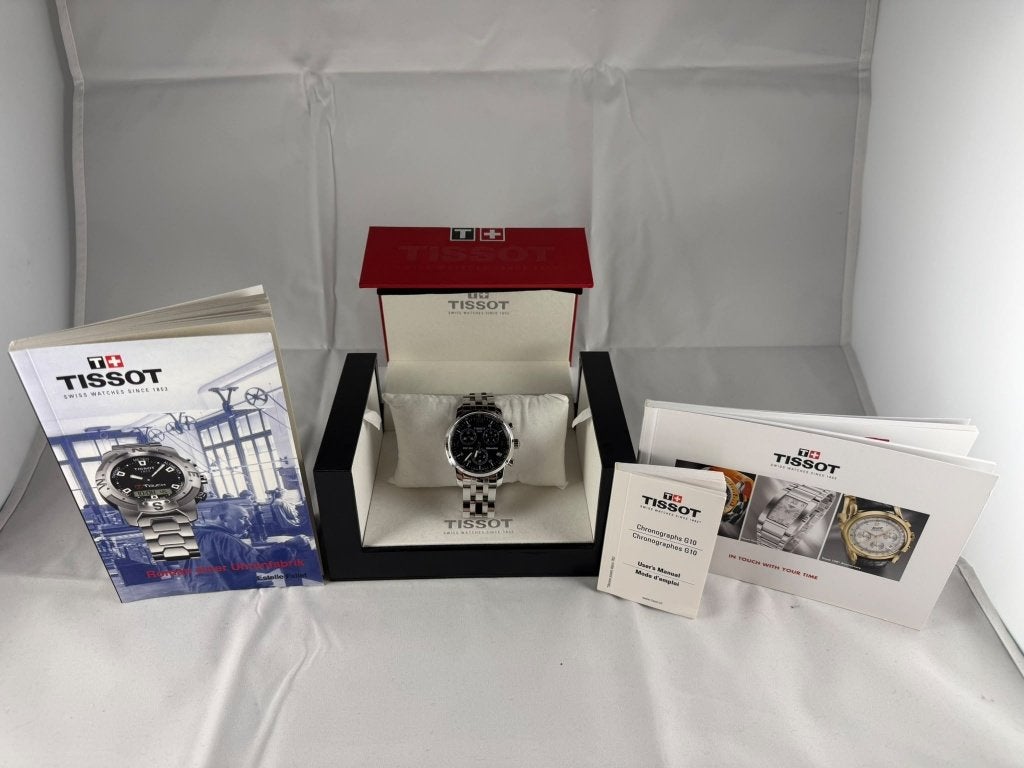 Tissot PRC 200 Chronograph T461 | Black Dial | Swiss Made, Overige merken, Staal, Staal, Polshorloge