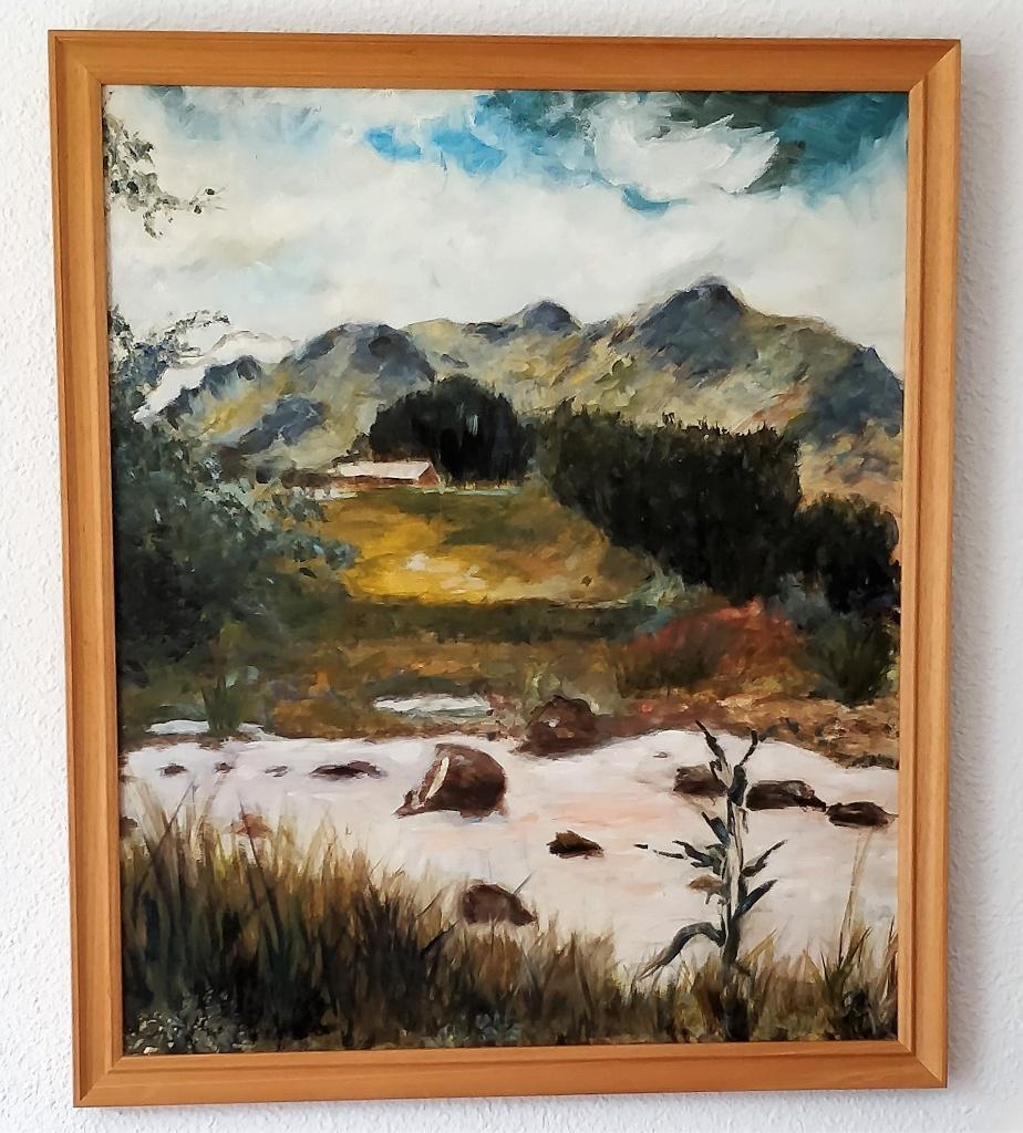 Landschap - olieverf schilderij, Antiek en Kunst, Ophalen