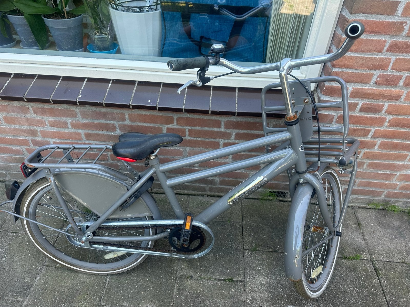 Stevige transportfiets met voordrager - Grijs 22inch, Ophalen of Verzenden, Gebruikt