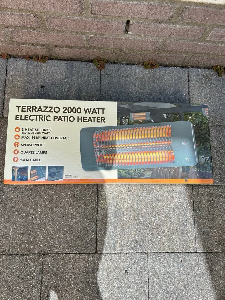 Eurom Terrazzo 2000 Watt Elektrische Terrasverwarmer, Elektrisch, Nieuw, Ophalen of Verzenden, Waterbestendig