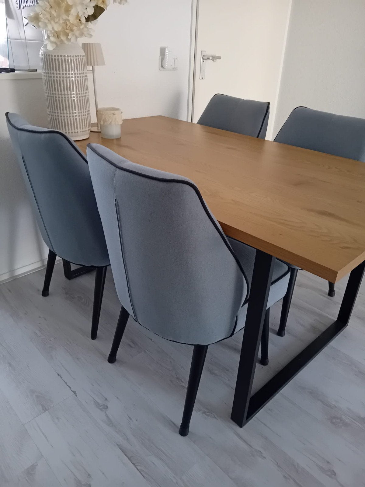 Luxe eetkamerstoelen turquoise kleur, Huis en Inrichting, Ophalen, Zo goed als nieuw, Rechthoekig, 50 tot 100 cm