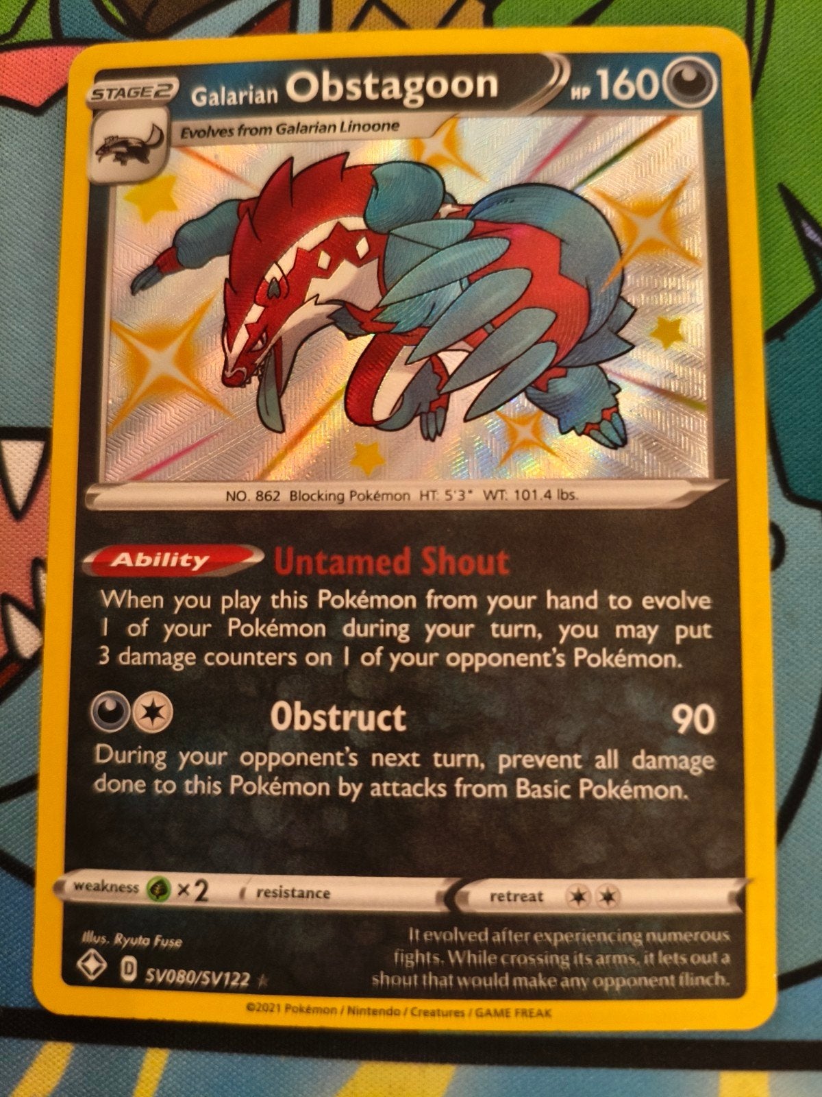 Galarian Obstagoon - SV080/SV122 - Shiny Vault, Hobby en Vrije tijd, Verzenden, Zo goed als nieuw, Losse kaart, Foil