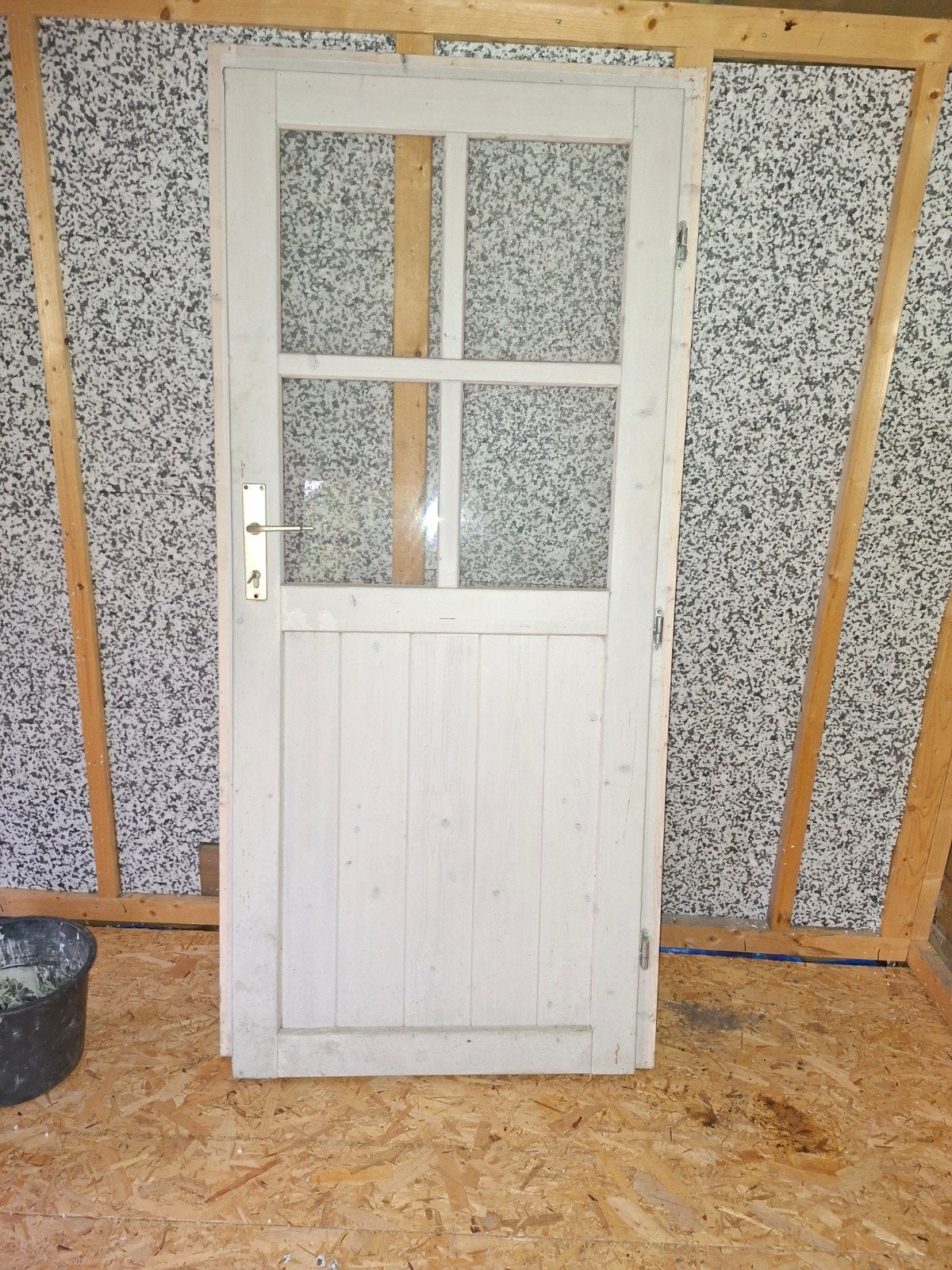 houten deur en raam (blokhut), Doe-het-zelf en Verbouw, Ophalen, Minder dan 80 cm, Gevelraam of Ruit