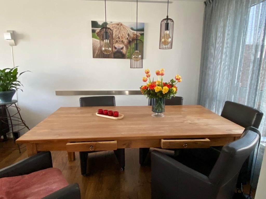 Teaktafel, Huis en Inrichting, Tafels | Eettafels, Ophalen, Gebruikt, Teakhout, 50 tot 100 cm