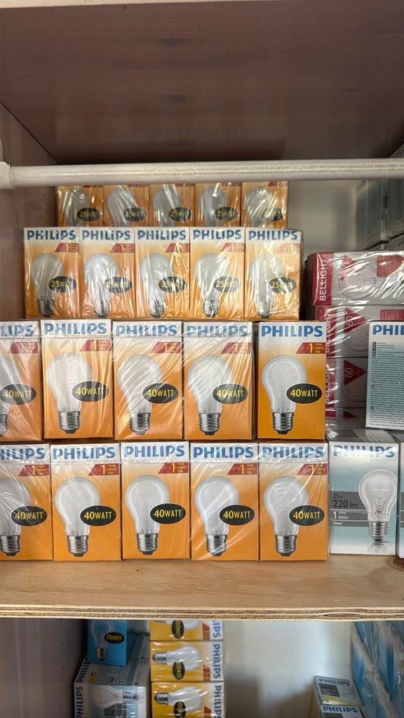 Lampen Philips groot assortiment, 30 tot 60 watt, Gloeilamp, Nieuw, E27 (groot)
