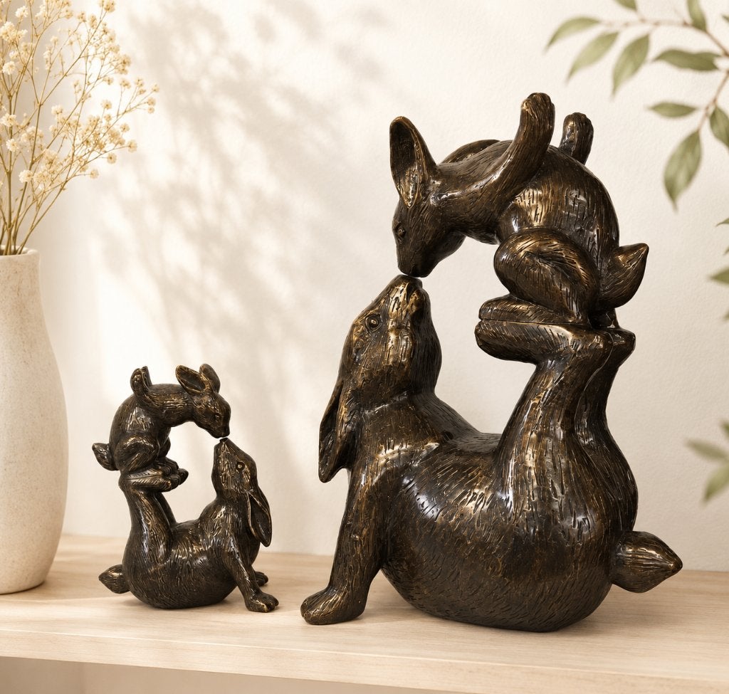 KUSSENDE HAZEN / 2 maten, Dierenbeeld, Nieuw, Info@huisentuindecoratiemarie.nl, Huis en tuin decoratie marie