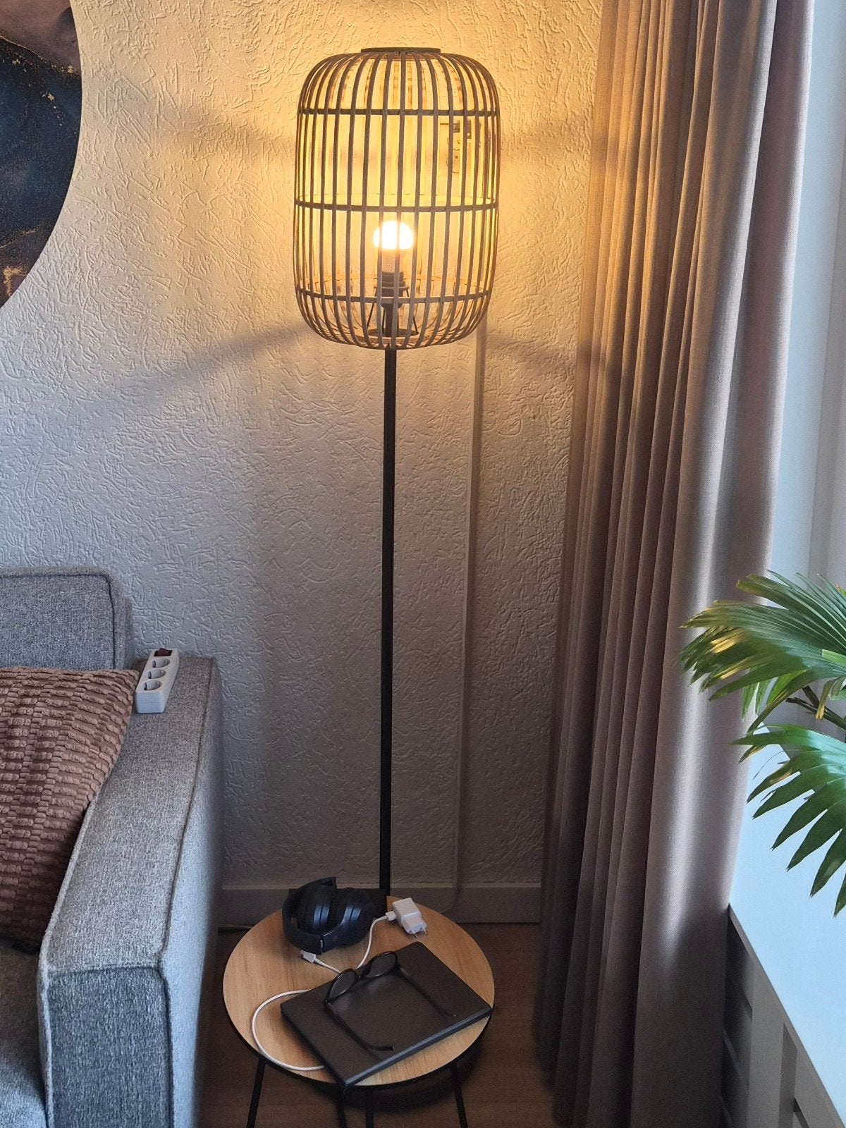 Stijlvolle Bamboe Vloerlamp - Perfect voor een warme sfeer, Huis en Inrichting, Ophalen, E27 (groot), Zo goed als nieuw, 150 tot 200 cm