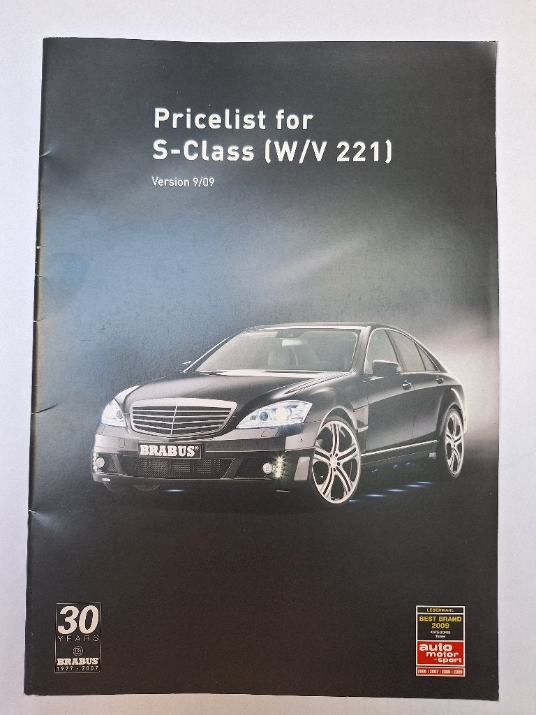 Brabus Mercedes S klasse prijslijst 2009, Ophalen of Verzenden, Zo goed als nieuw, Mercedes
