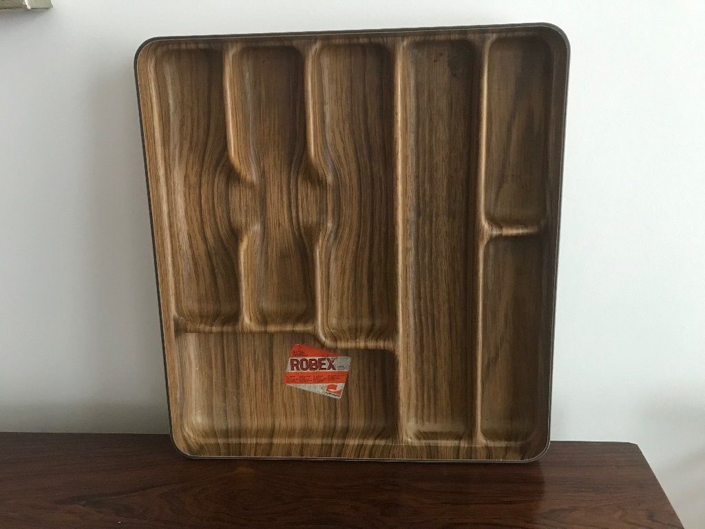 Robex mooie retro houtlook bestekbak bestek organizer bak, Verzamelen, Ophalen of Verzenden, Huis en Inrichting