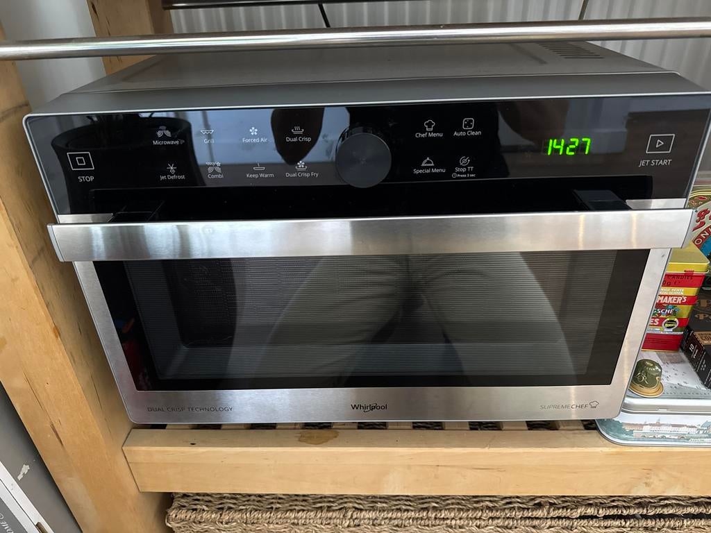 Whirlpool Supreme Chef MWSC 833 SX Combimagnetron 33L 900W, Ophalen, Combimagnetron, Gebruikt, Draaiplateau