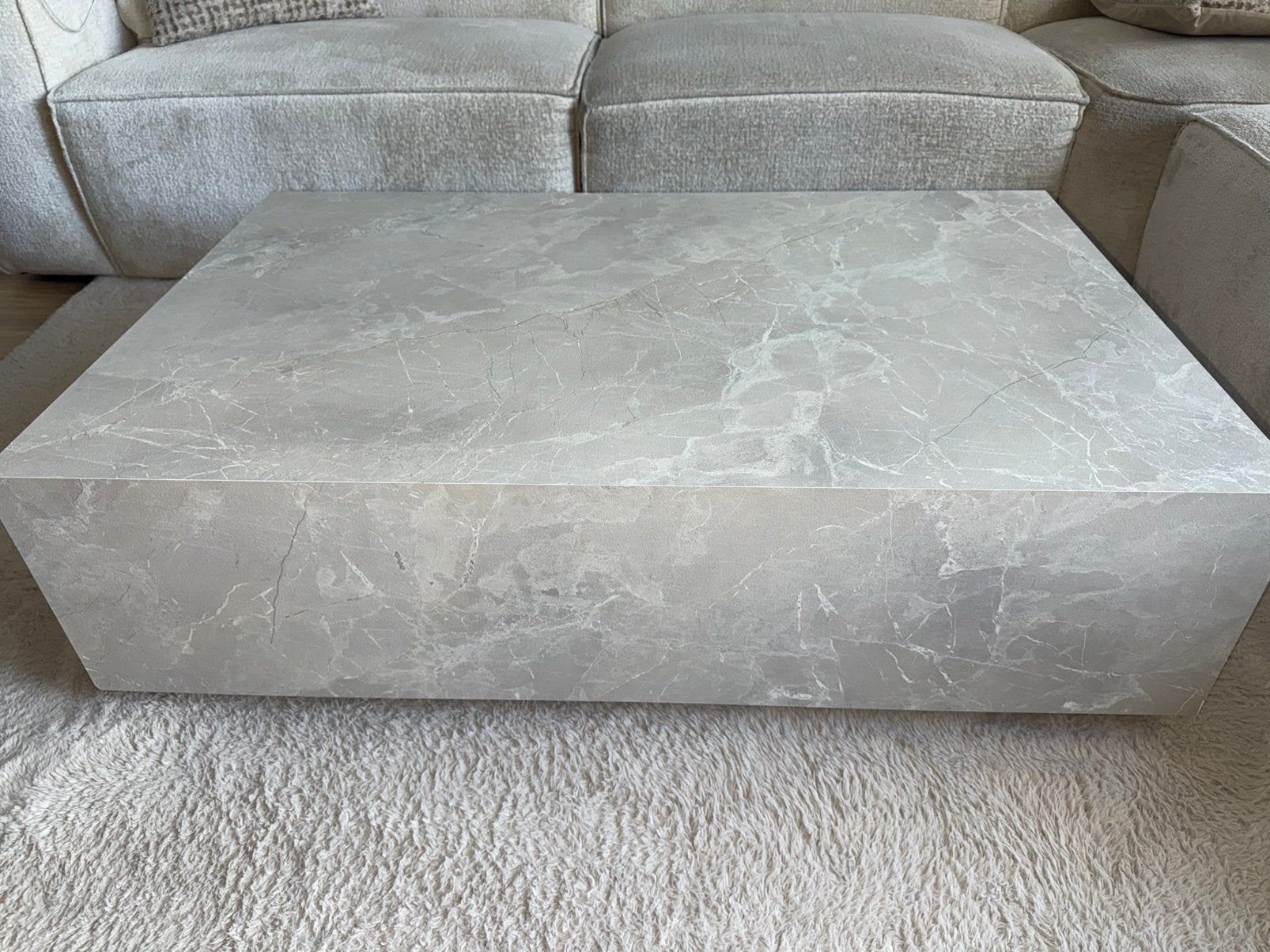 Salontafel marmerlook, Ophalen, Overige maten, 75 tot 100 cm, Zo goed als nieuw