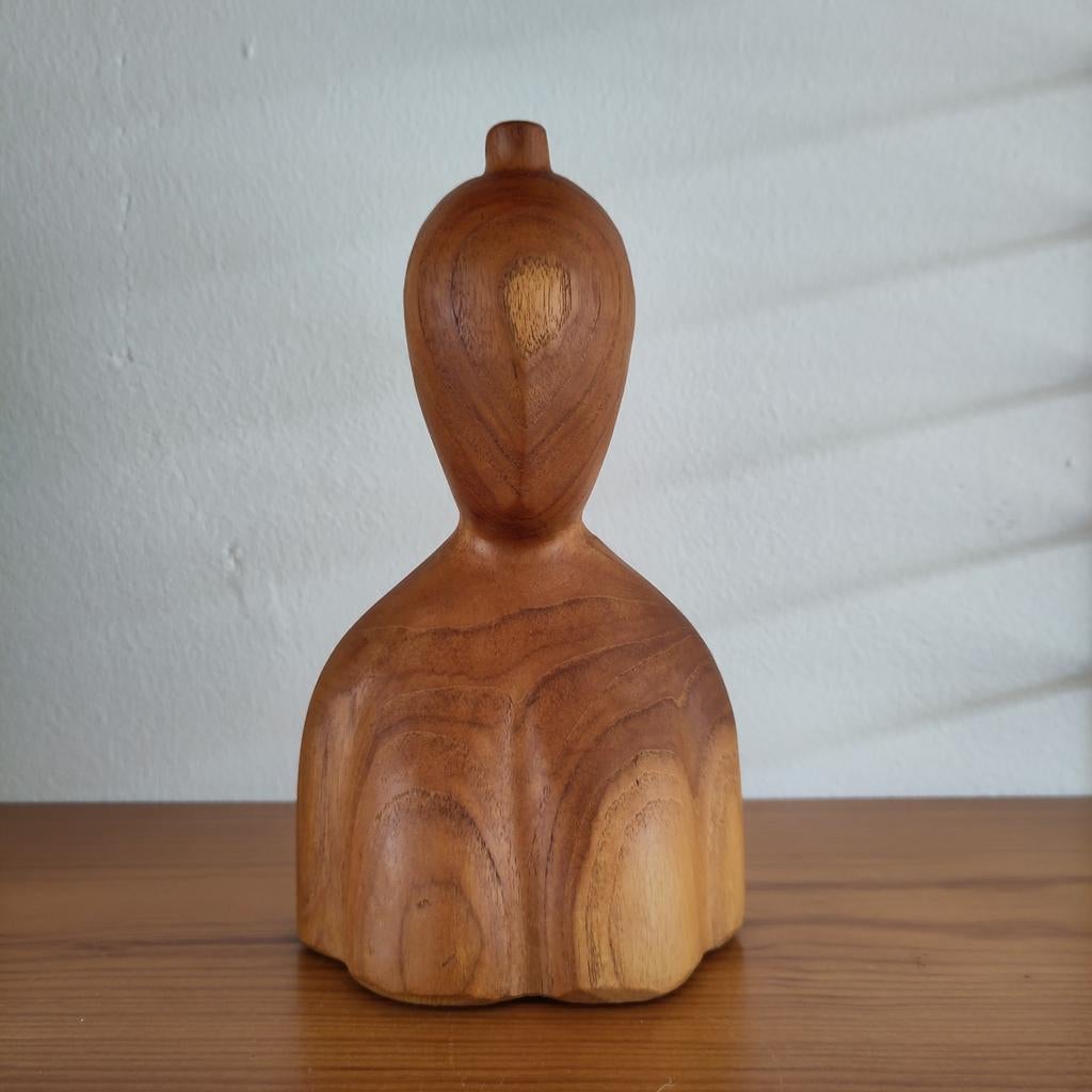 Prachtig gestileerd handgesneden houten torso, Antiek en Kunst, Houtsnijwerk, Minder dan 20 cm, Ophalen of Verzenden, Handgemaakt
