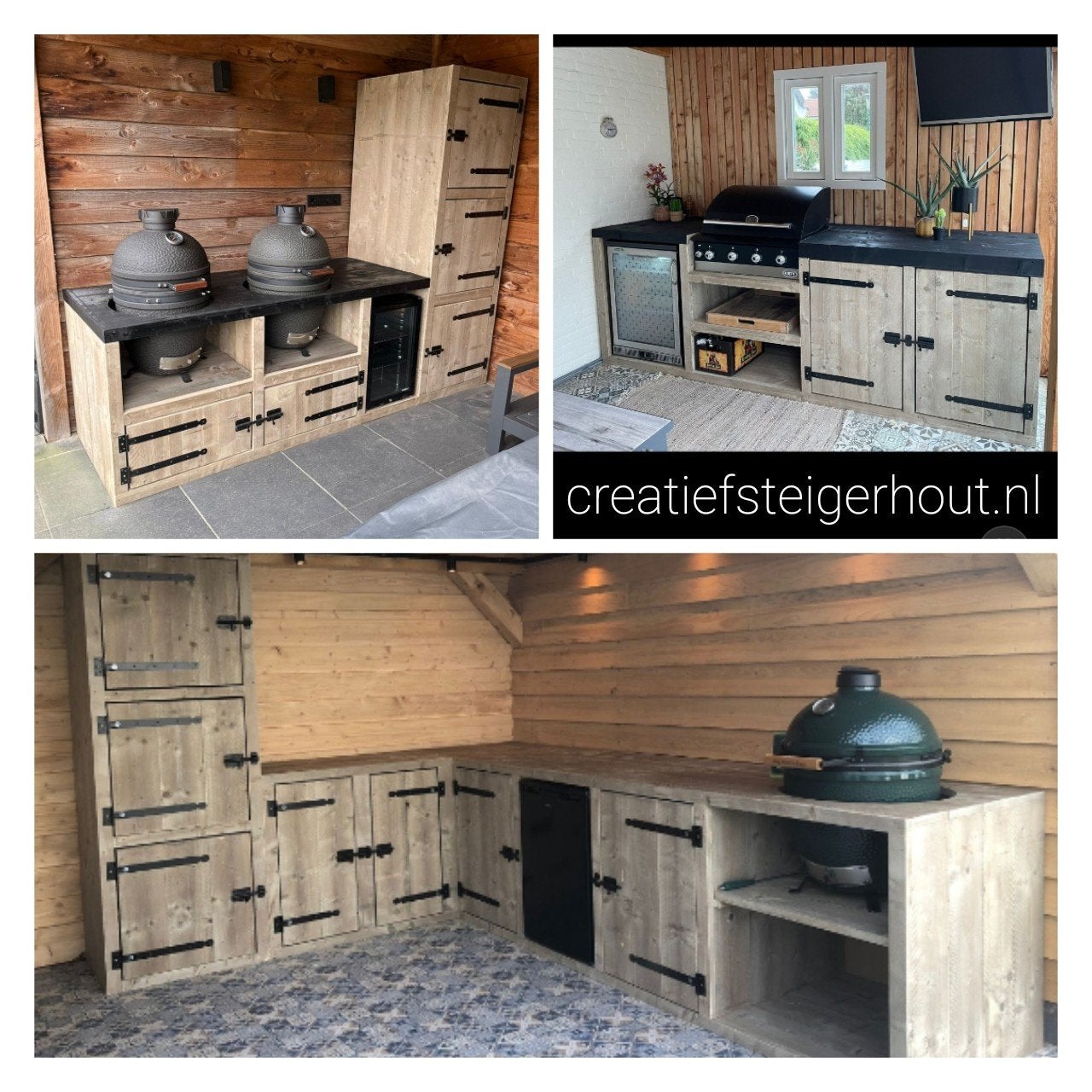 Buitenkeuken ZELF SAMENSTELLEN kamado gasbarbecue koelkast, Ophalen of Verzenden, Nieuw, Houtskool, Vrijstaand