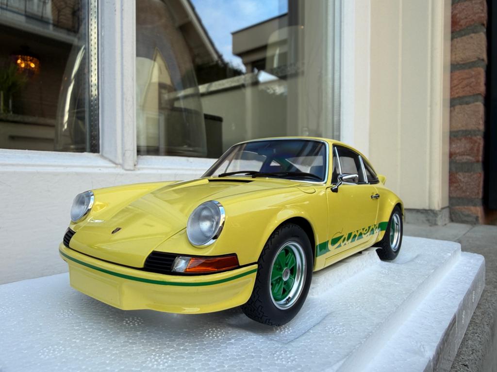 1:18 Porsche 911 Carrera RS 2.7 geel groen Autoart 78033, Hobby en Vrije tijd, Modelauto's | 1:18, Auto, Autoart, Nieuw, Ophalen of Verzenden
