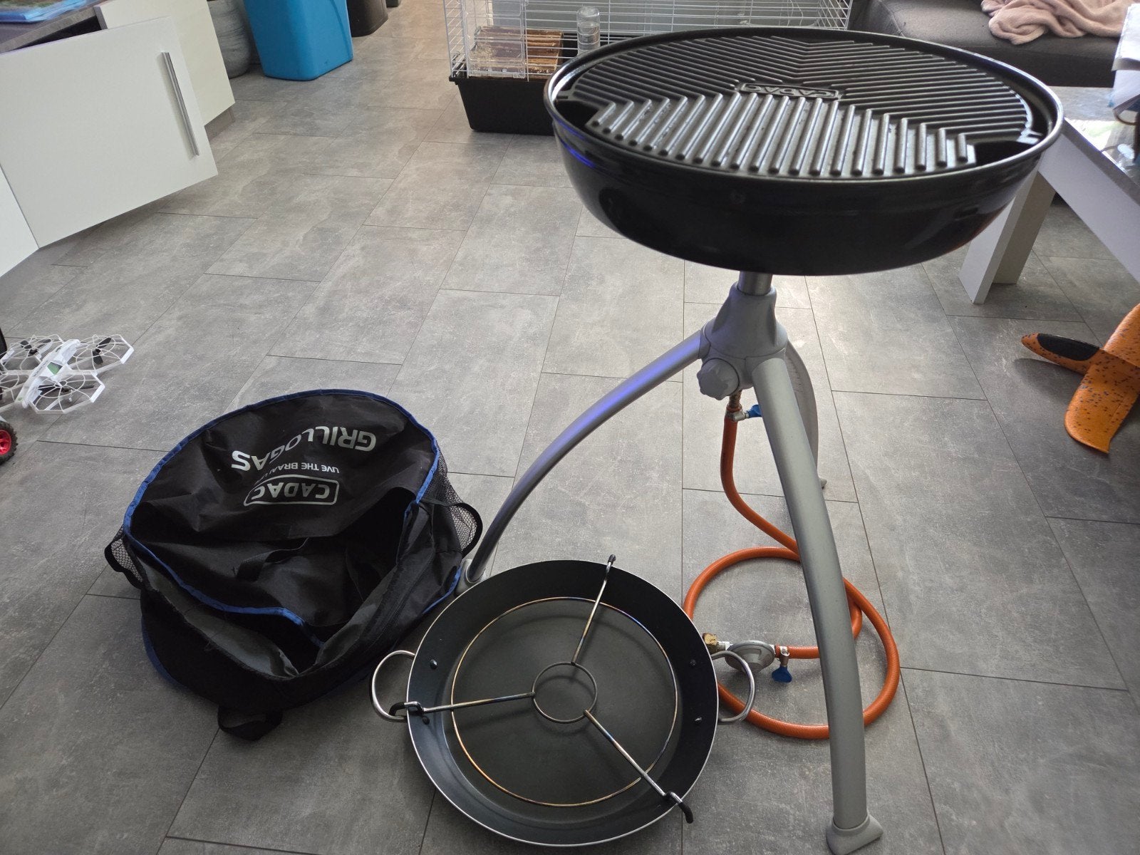 Cadac Grillogas BBQ met paella pan en draagtas, Tuin en Terras, Gasbarbecues, Ophalen, Gebruikt, Cadac