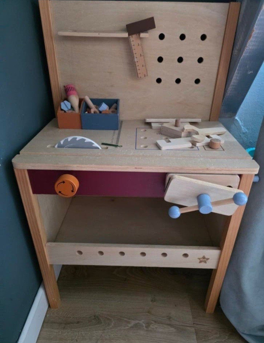 Houten kinderwerkbank met accessoires, Ophalen