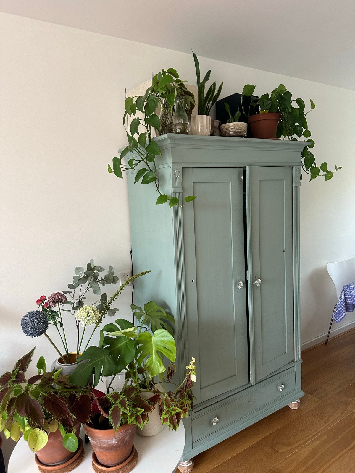 Brocante kast met 3 planken en lade, Ophalen
